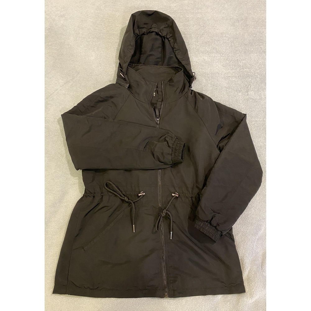 ZYIA Active Black Lined Jacket w/ Drawstrings Removable Hood Women's Size Medium